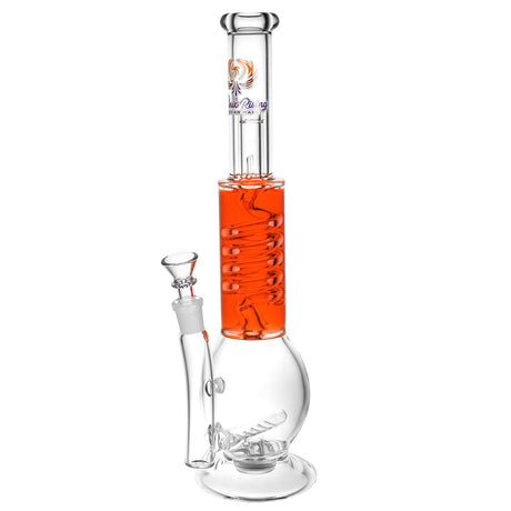 Phoenix Rising 14" Blacklight Glycerin Twist Water Pipe, front view on white background