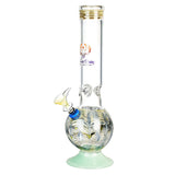 Phoenix Rising 12" Bubble Base Water Pipe, Borosilicate Glass, Front View on White
