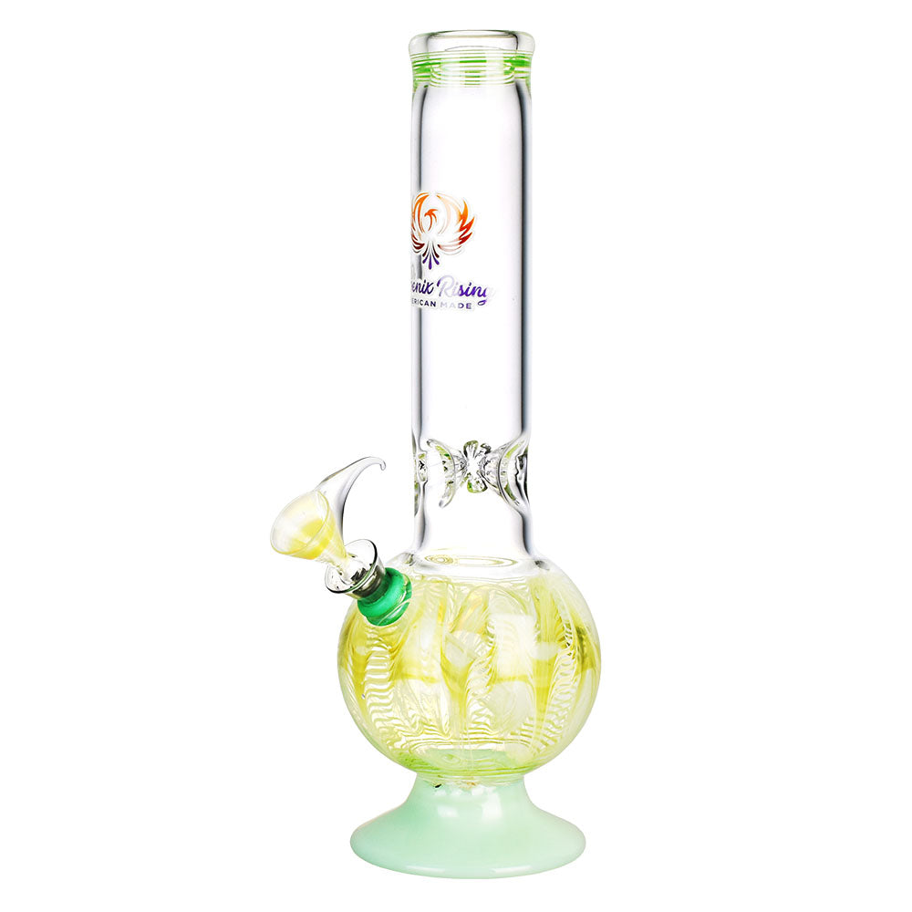 Phoenix Rising 12" Bubble Base Borosilicate Glass Water Pipe with Intricate Detailing