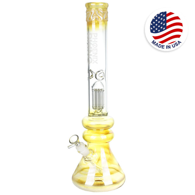 Phoenix Rising 18" Double Bubble Beaker Bong, Borosilicate Glass, Front View