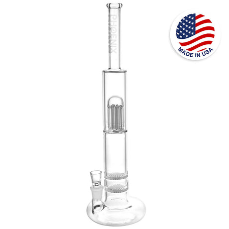 Phoenix Rising 17" Dual Waffle Perc Water Pipe with Clear Borosilicate Glass, Front View