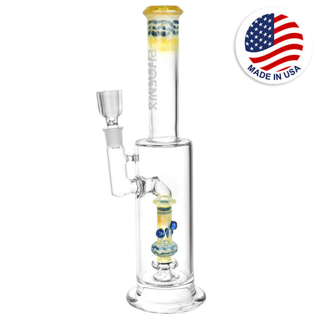 Phoenix Rising Inline Baby Perc Water Pipe, 14.5" Borosilicate Glass, Front View