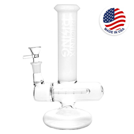 Phoenix Rising Inline Perc Water Pipe, 9.5" tall, 14mm Female, Borosilicate Glass, Front View