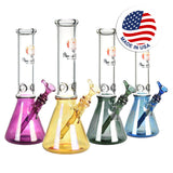 Phoenix Rising Beaker Water Pipes in Various Colors with Metallic Bottoms and USA Flag