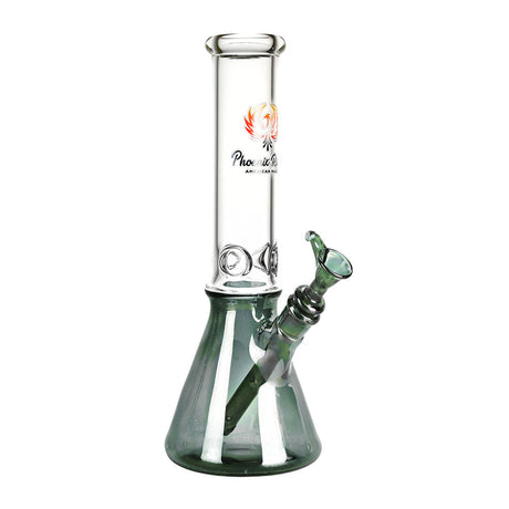 Phoenix Rising Beaker Water Pipe with Metallic Base and Borosilicate Glass Design