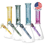 Phoenix Rising Metallic Beaker Water Pipes in various colors, 11" height, 14mm female joint, front view