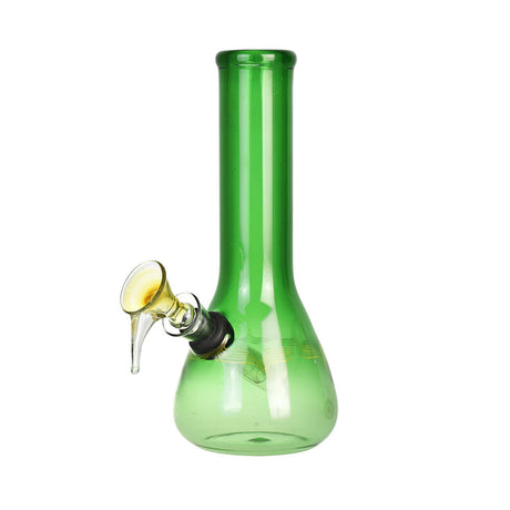 Phoenix Rising Mini Beaker Water Pipe, 6.75", American Glass, Green Borosilicate, Front View