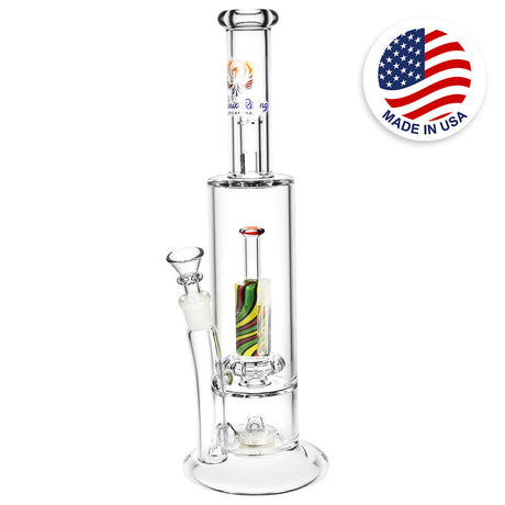 Phoenix Rising Radical Rebirth Water Pipe, 13.5" tall, 14mm female joint, front view on white background
