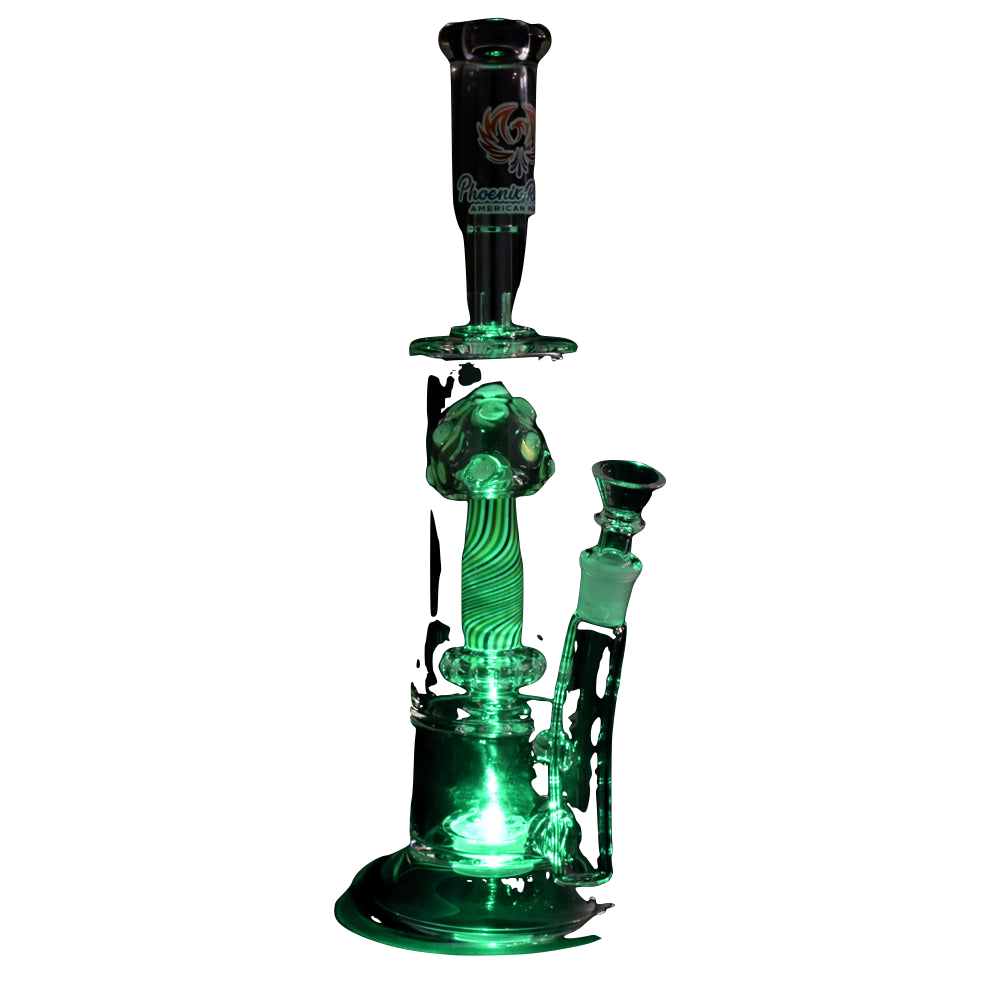Phoenix Rising Shroom Rave Water Pipe w/ Light | 13