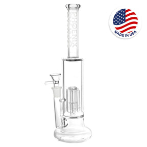 Phoenix Rising Tree Perc Water Pipe, 11.75" tall, 14mm female joint, front view on white background