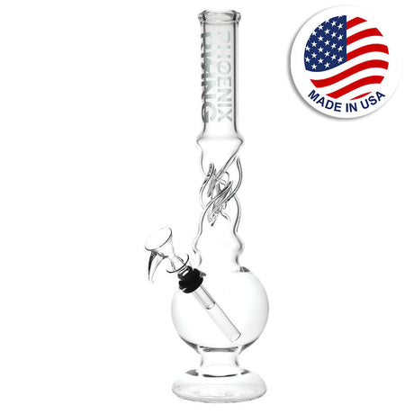 Phoenix Rising Twist Dome Base Water Pipe, Borosilicate Glass, Front View