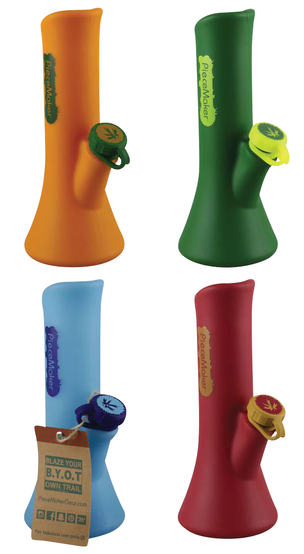 PieceMaker "KaliGo" Silicone Bongs in assorted colors with herb bowl and logo