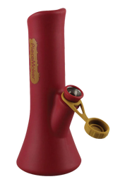 PieceMaker "KaliGo" Red Silicone Bong with 45 Degree Joint and Removable Bowl, Front View