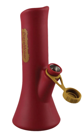 PieceMaker "KaliGo" Red Silicone Bong with 45 Degree Joint and Removable Bowl, Front View