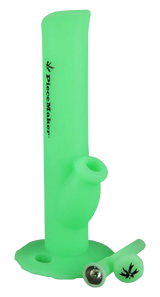 PieceMaker Kermit Silicone Water Pipe in Glow in the Dark Green, Front View