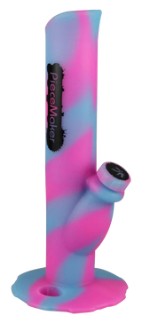 PieceMaker Kermit Silicone Water Pipe in Pink & Blue - Side View with Glow Feature