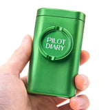PILOT DIARY Dugout with Mini Grinder in Metallic Green Held in Hand - Front View