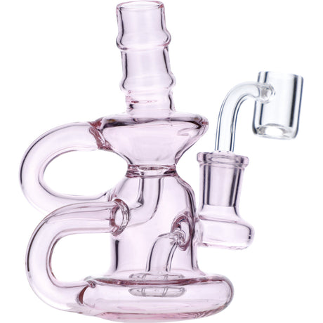 Valiant Distribution Pink Mini Recycler Water Pipe with Quartz Banger, 90 Degree Joint
