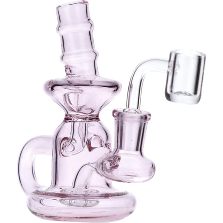 Valiant Distribution Pink Mini Recycler Water Pipe with Quartz Banger - Front View
