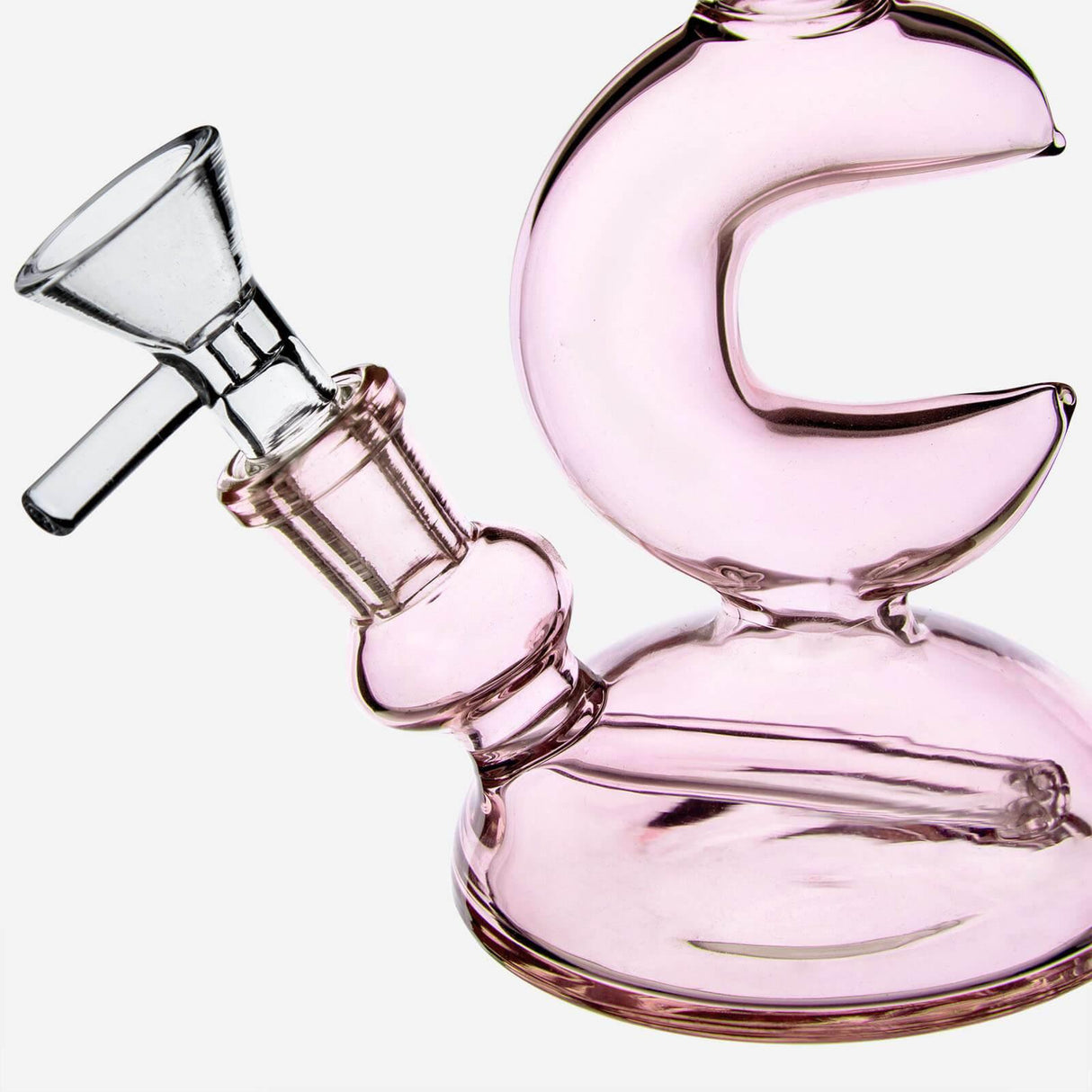 PILOTDIARY Pink Moon Dab Rig close-up side view showcasing its elegant curves and deep bowl