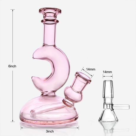 PILOTDIARY Pink Moon Dab Rig with Clear Glass Bowl - Front View