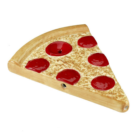 Fantasy Ceramic Novelty Pipe shaped like a pizza slice, perfect for stoner-dad, side view