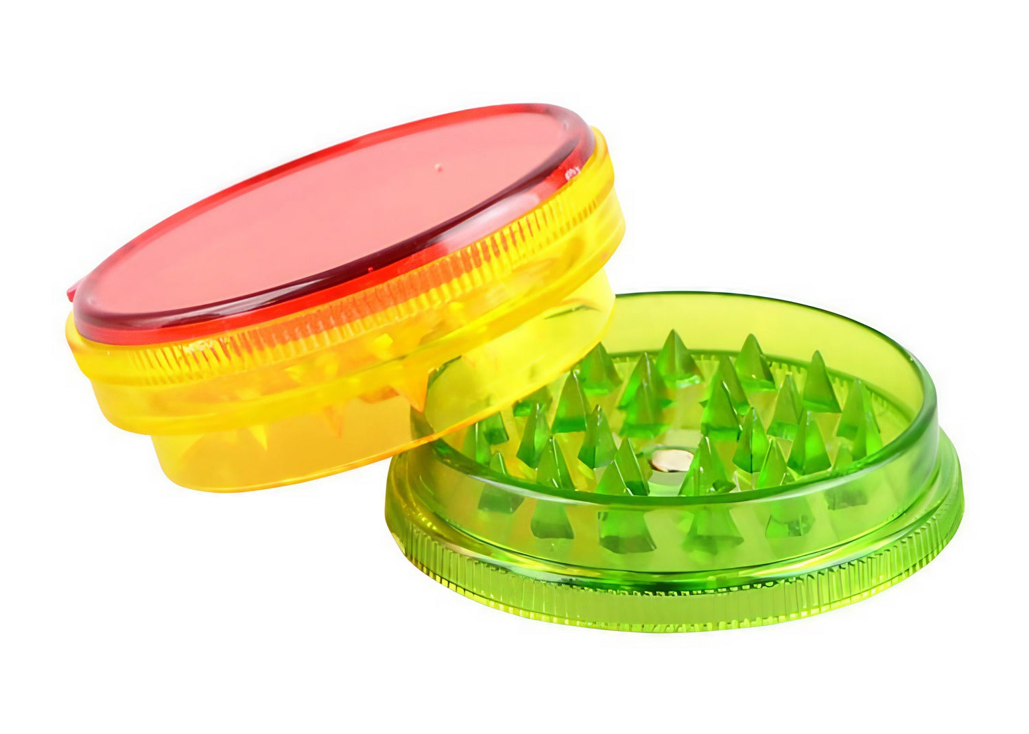 Plastic Rasta 3-piece Grinders - 12 Pack