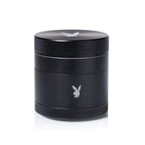 Playboy x RYOT Solid Body 4pc Grinder in Black, Front View with Iconic Bunny Logo