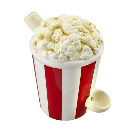 Ceramic Popcorn Bucket Pipe, 5.5" Hand Pipe with Realistic Design, Front View