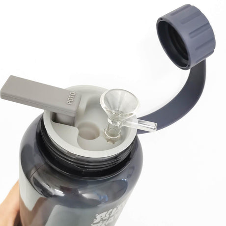 PILOT DIARY POTO Water Bottle Bong Top View with Open Lid and Glass Bowl