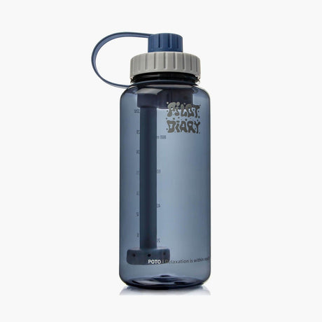 PILOT DIARY POTO Water Bottle Bong - Front View with Measurement Marks