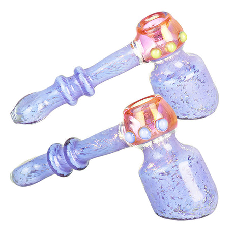 6" Psychic Slurry Hammer Bubbler with Frit & Marble Design on white background