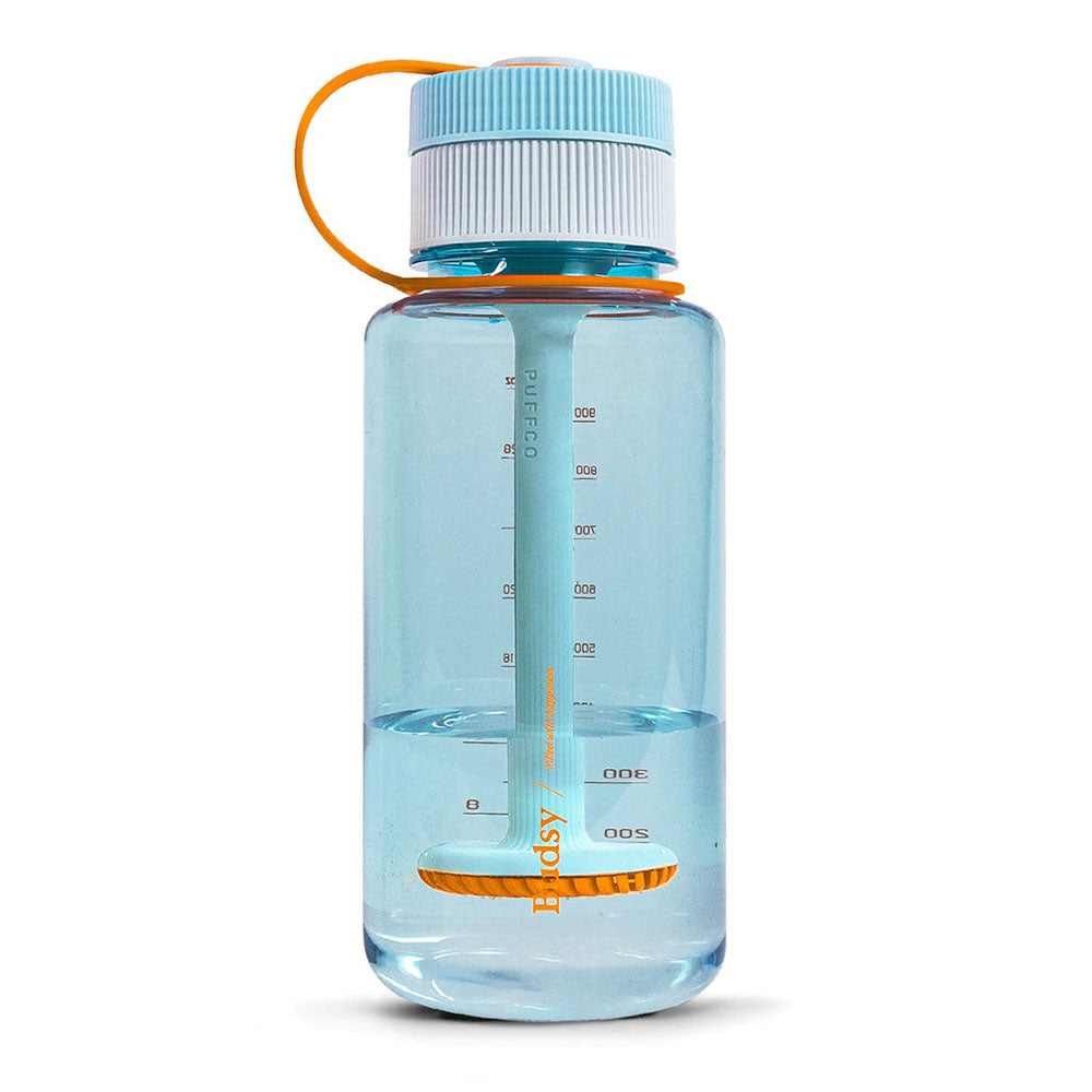 Puffco Budsy Water Bottle Water Pipe in Glacier - 9.5" Portable Bubbler with 14mm Female Joint