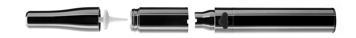 Puffco Plus Portable Dab Pen disassembled view showing ceramic chamber and mouthpiece