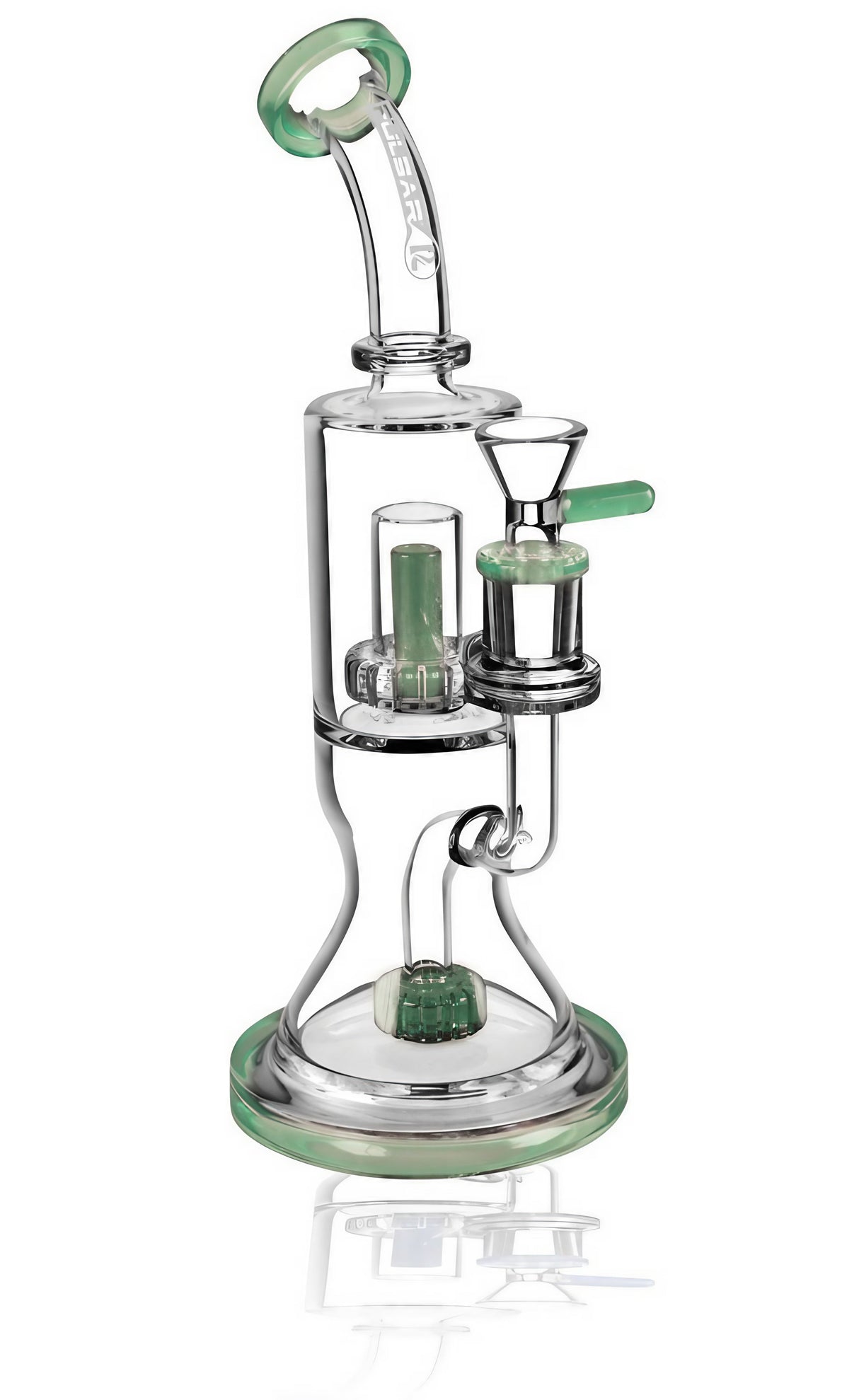 Pulsar 2 Tier Waterpipe - Front View - 10.5" Borosilicate Glass with 14mm Female Joint