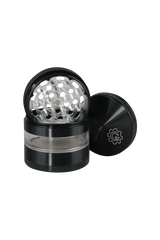 Pulsar 2.5" Aluminum 4-piece Grinder with Stash Window, angled view on a white background