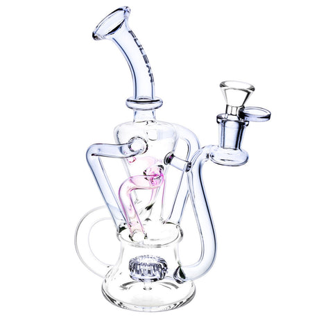 Pulsar 9" Recycler Water Pipe with 4 Tubes, Borosilicate Glass, 14mm Female - Front View