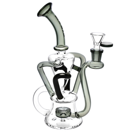 Pulsar 4-Tube Recycler Water Pipe, 9" Borosilicate Glass, Clear, Front View