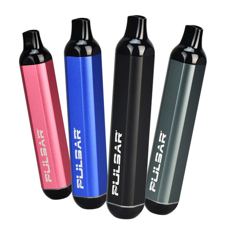 Pulsar 510 DL Vape Pens in pink, blue, black, and grey, side view, for concentrates