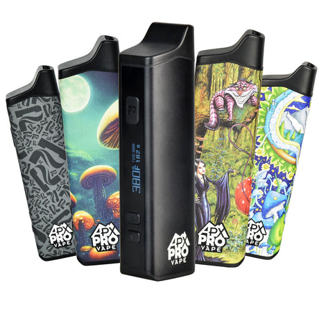 Pulsar APX Pro Vape Dry Herb Vaporizers with various artistic designs, 2100mAh, front view