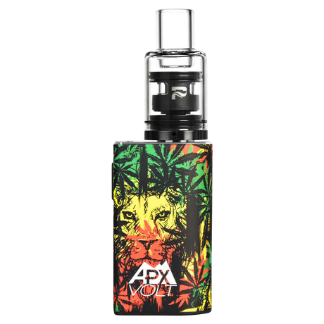 Pulsar APX Volt V3 Concentrate Vaporizer with colorful cannabis leaf design, front view