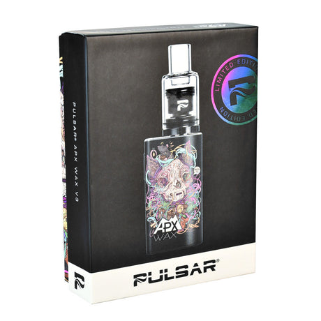 Pulsar APX Wax V3 Vaporizer with psychedelic art, front view on black background