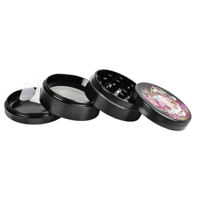 Pulsar Artist Series MrOw 4-Piece Metal Grinder, 2.5" Diameter, with Fine Mesh Screen