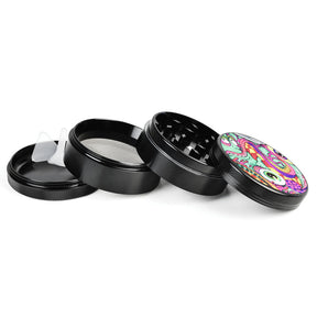 Pulsar Artist Series 2.5" Grinder 'Losin' It' design with vibrant colors, side view on white background