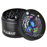 Pulsar Artist Series 2.5" Grinder with Psychedelic Dragonfish Design - Front View