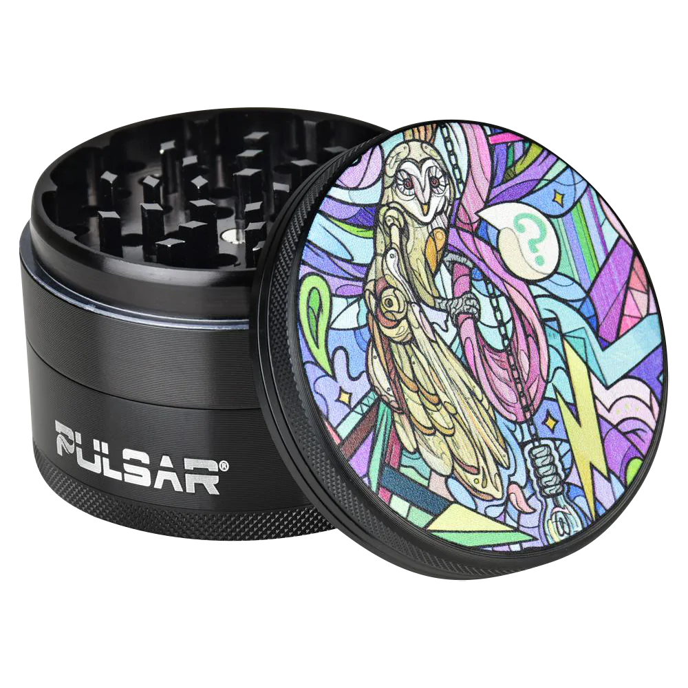 Pulsar Artist Series 4-Part Grinder with Robotic Owl Design - 2.5" Diameter