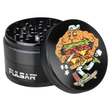 Pulsar Artist Series Grinder - Skateburger design on top, 2.5" 4-part steel grinder