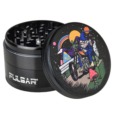 Pulsar Artist Series Trippy Trip Grinder, 2.5" metal with vibrant space-themed design