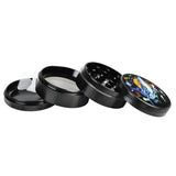 Pulsar 4-Part Metal Grinder with Psychedelic Whale Design, 2.5" Diameter - Open View