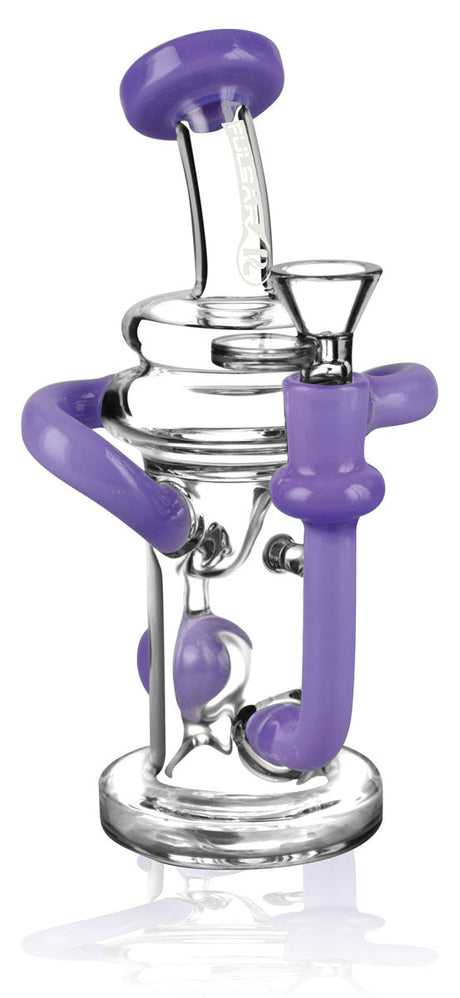 Pulsar Ball Recycler Water Pipe with steel balls, 90-degree joint, front view on white background